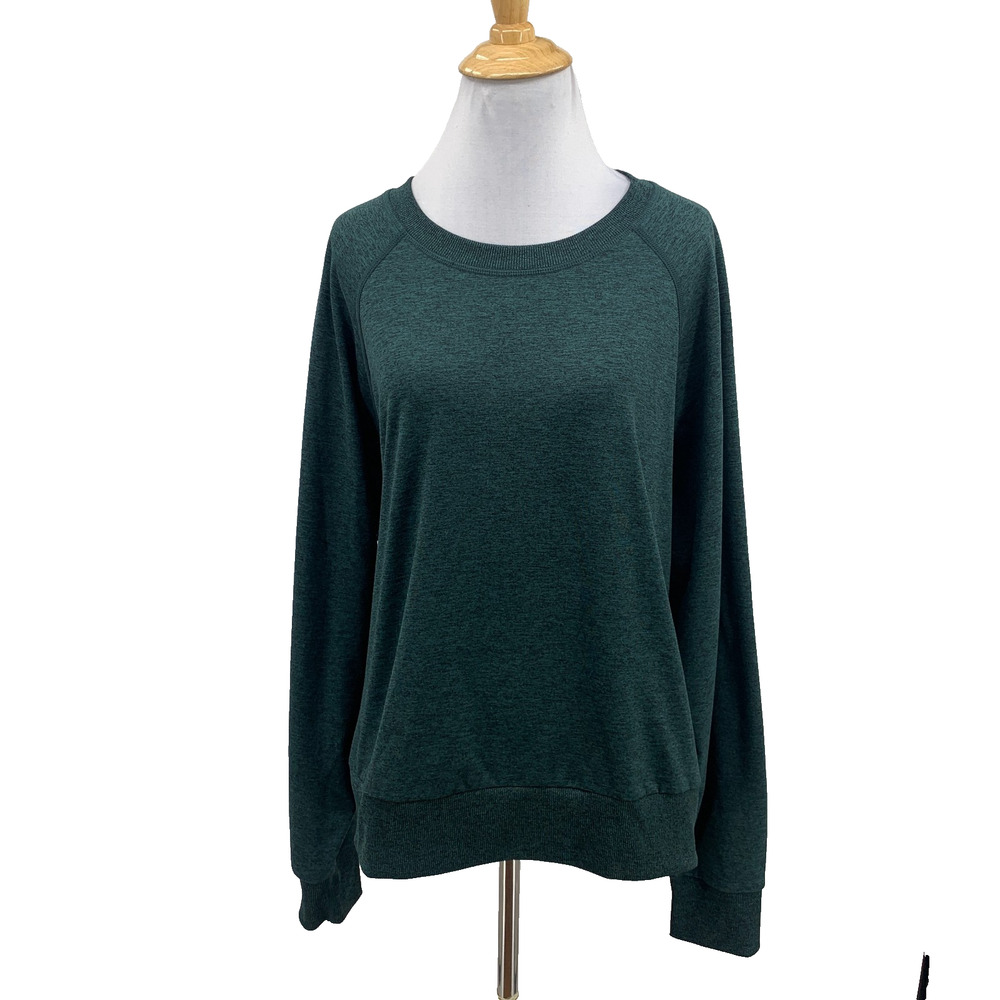 Quince Sweatshirt Womens XL Evergreen Flowknit Pullover Crew Long Sleeve Heather